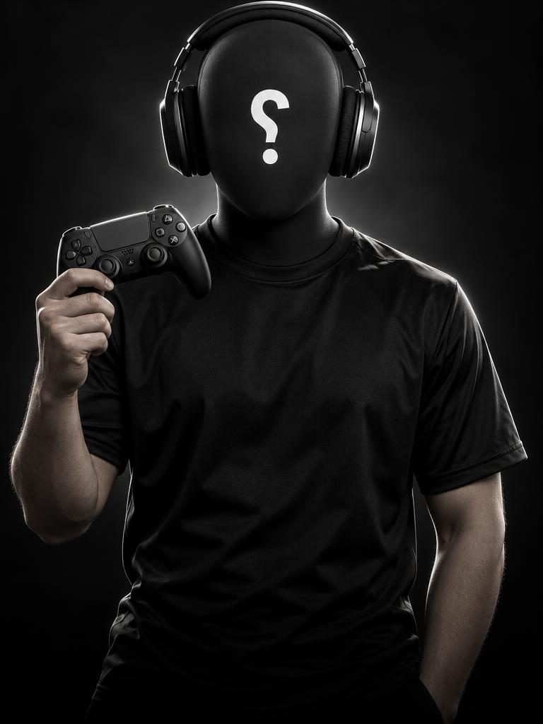 صانع محتوى مجهول 2 بوجه فارغ وعلامة استفهام ويحمل يد تحكم